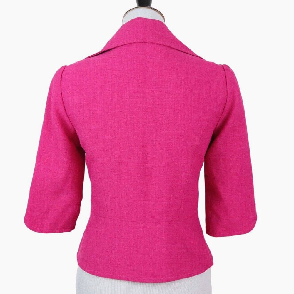 Vintage 90s Tailored 3/4 Sleeve Jacket Crop Blazer Pockets Pink - Picture 4 of 8